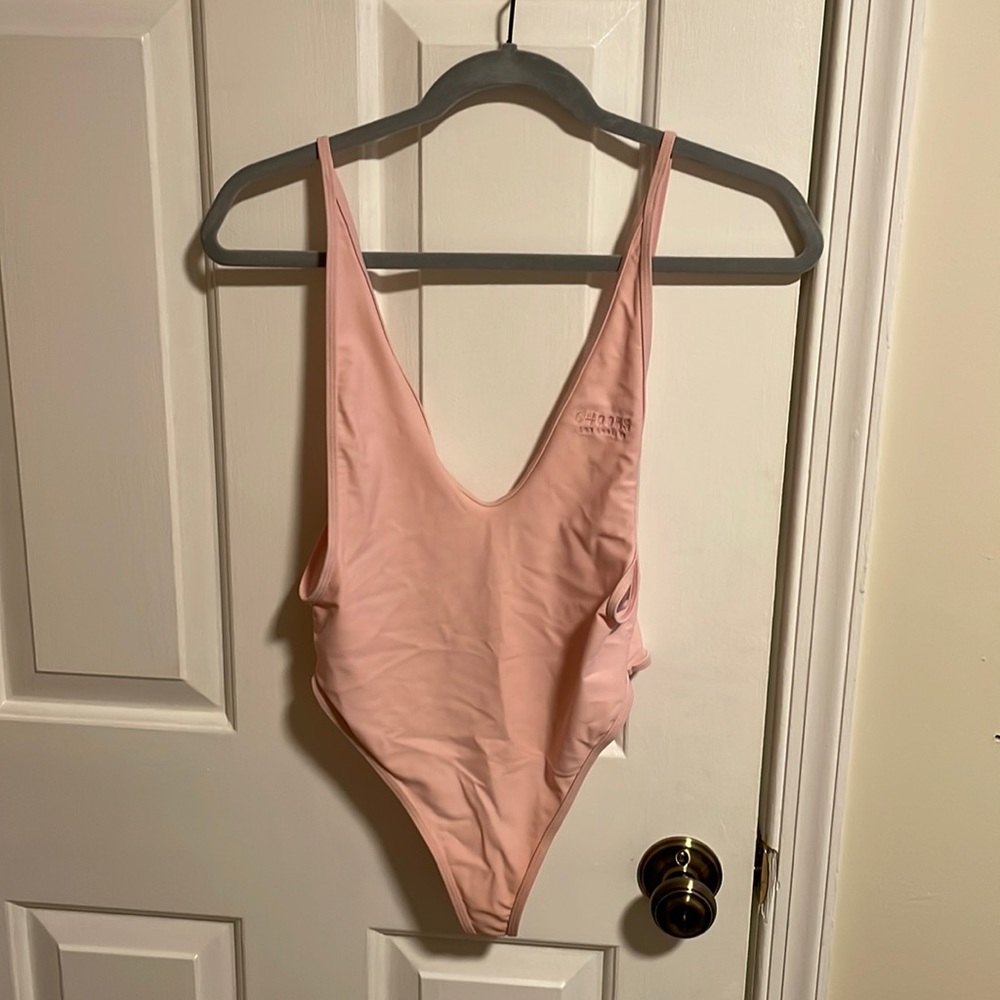 Chooks blush pink thong one piece bathing suit